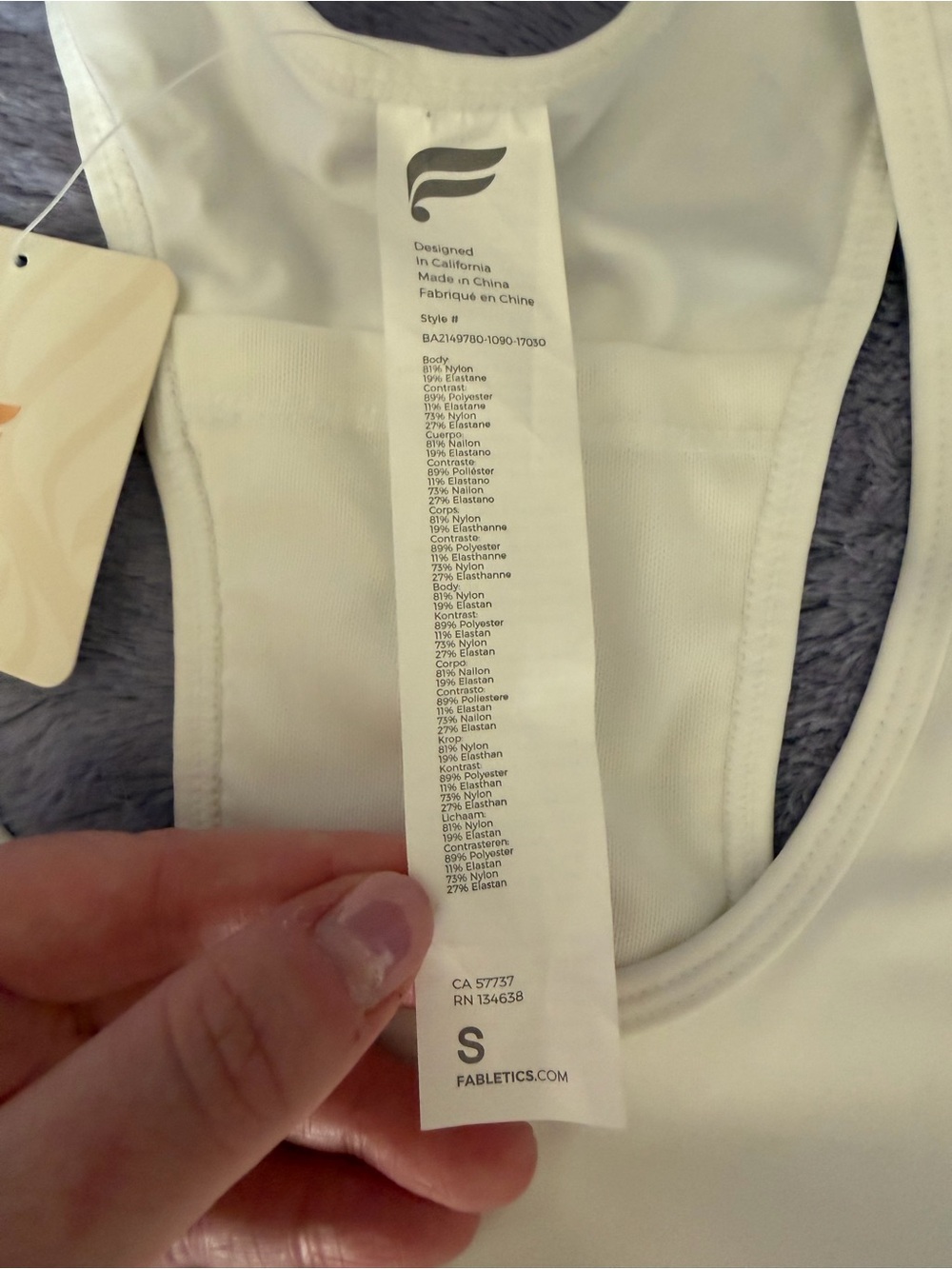 Fabletics White Racerback Sports Bra - Picture 3 of 4